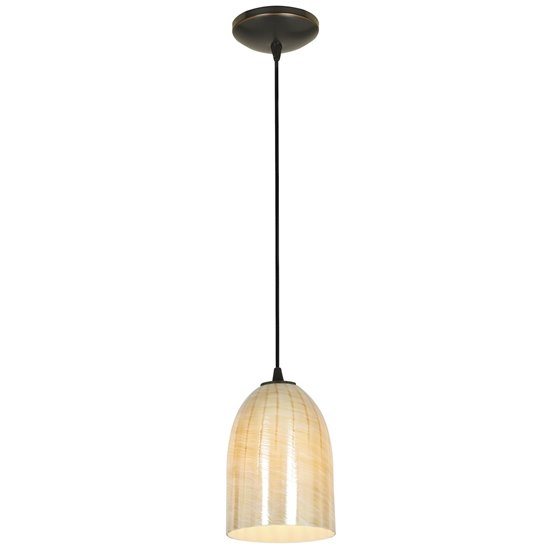 Picture of 100w Bordeaux Glass Pendant E-26 A-19 Incandescent Dry Location Oil Rubbed Bronze Wicker Amber Glass 7.5"Ø5.25" (CAN 1.25"Ø5.25")