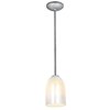 Foto para 100w Bordeaux Glass Pendant E-26 A-19 Incandescent Dry Location Brushed Steel Wicker White Glass 7.5"Ø5.25" (CAN 1.25"Ø5.25")