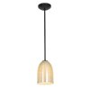 Picture of 100w Bordeaux Glass Pendant E-26 A-19 Incandescent Dry Location Oil Rubbed Bronze Wicker Amber Glass 7.5"Ø5.25" (CAN 1.25"Ø5.25")