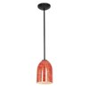 Picture of 100w Bordeaux Glass Pendant E-26 A-19 Incandescent Dry Location Oil Rubbed Bronze Wicker Red Glass 7.5"Ø5.25" (CAN 1.25"Ø5.25")
