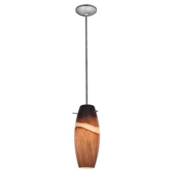 Picture of 100w Cabernet Glass Pendant E-26 A-19 Incandescent Dry Location Brushed Steel Amber Slate Glass 12"Ø4.9" (CAN 1.25"Ø5.25")