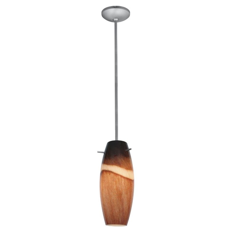 Picture of 100w Cabernet Glass Pendant E-26 A-19 Incandescent Dry Location Brushed Steel Amber Slate Glass 12"Ø4.9" (CAN 1.25"Ø5.25")