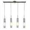 Picture of 72w (4 x 18) Dezi GU-24 Quad Fluorescent Dry Location Brushed Steel Clear Opal 4-Light bar Pendant (CAN Ø4.75")