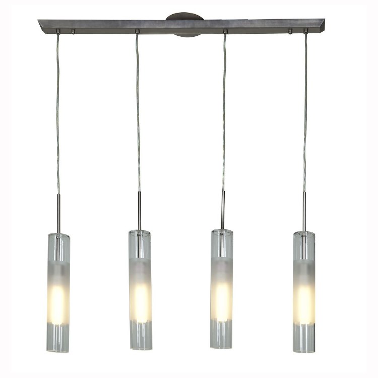 Picture of 72w (4 x 18) Dezi GU-24 Quad Fluorescent Dry Location Brushed Steel Clear Opal 4-Light bar Pendant (CAN Ø4.75")