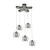 Picture of 100w (5 x 20) Aeria G4 Bi-Pin Halogen Damp Location Chrome Metal foil encapsulated in clear glass pendant with pentagon canopy (CAN 4.5"Ø14")