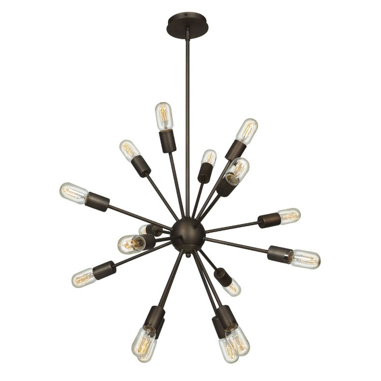 Picture of 640w (16 x 40) Flux E-26 T-14 Incandescent Dry Location Bronze Vintage Lamped Chandelier 24"Ø24" (CAN Ø4.75")