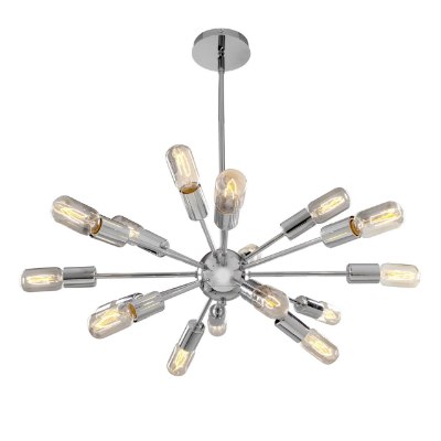 Mostrar detalles para 640w (16 x 40) Flux E-26 T-14 Incandescent Dry Location Chrome Vintage Lamped Chandelier 19"Ø24" (CAN 0.75"Ø4.75") Imagen de 640w (16 x 40) Flux E-26 T-14 Incandescent Dry Location Chrome Vintage Lamped Chandelier 19"Ø24" (CAN 0.75"Ø4.75")