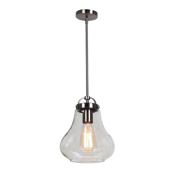 Foto para 60w Flux E-26 ST-18 Incandescent Dry Location Antique Nickle Clear Vintage Lamped Pendant 10.25"Ø7.5" (CAN 0.75"Ø4.75")