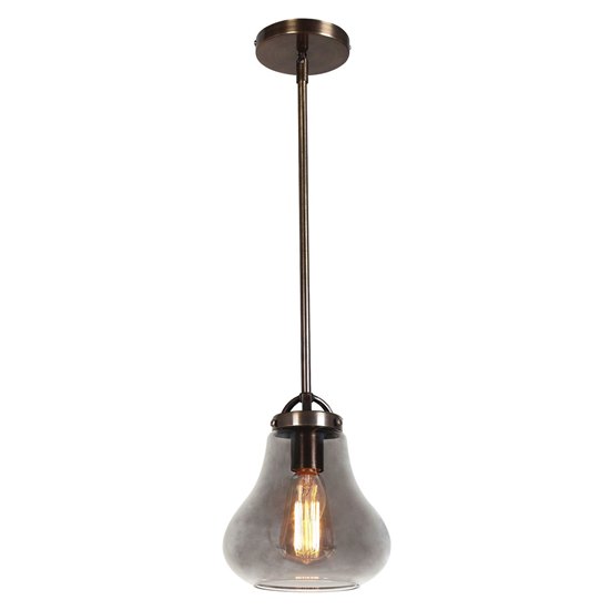 Picture of 60w Flux E-26 ST-18 Incandescent Dry Location Distressed Bronze Smoke Vintage Lamped Pendant 10.25"Ø7.5" (CAN 0.75"Ø4.75")