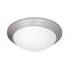 Picture of 36w (2 x 18) Strata GU-24 Spiral Fluorescent Damp Location Brushed Steel Opal Flush-Mount 4"Ø14"