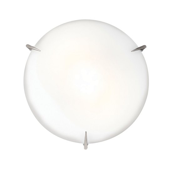 Picture of 26w (2 x 13) Zenon GU-24 Spiral Fluorescent Damp Location Brushed Steel Opal Flush-Mount 3.5"Ø12"