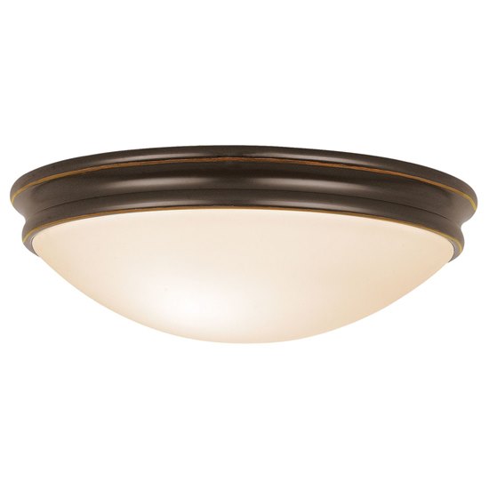 Picture of 36w (2 x 18) Atom GU-24 Spiral Fluorescent Damp Location Oil Rubbed Bronze Opal Flush-Mount 4"Ø14" (CAN 1.6"Ø14")