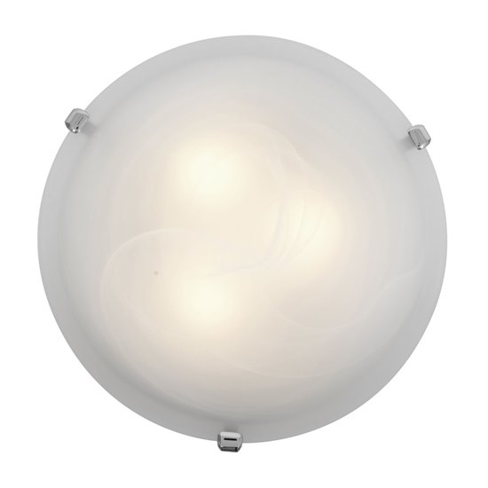 Picture of 52w (2 x 26) Mona GU-24 Spiral Fluorescent Dry Location Chrome WH Flush-Mount 4.5"Ø16" (CAN Ø13.75")