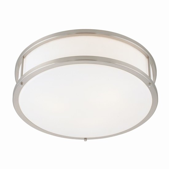 Picture of 36w (2 x 18) Conga GU-24 Spiral Fluorescent Damp Location Brushed Steel Opal Flush-Mount