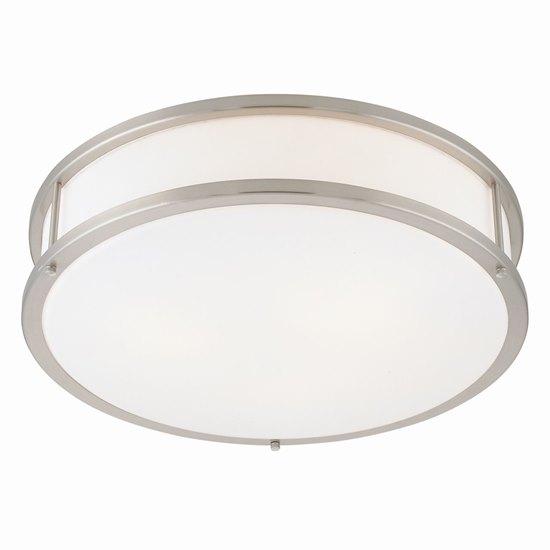 Picture of 52w (2 x 26) Conga GU-24 Spiral Fluorescent Damp Location Brushed Steel Opal Flush-Mount