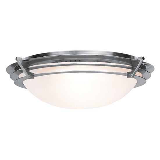 Picture of 26w (2 x 13) Saturn GU-24 Spiral Fluorescent Damp Location Brushed Steel Frosted Flush-Mount (CAN 0.25"Ø10.25")
