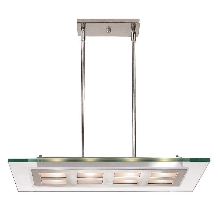 Picture of 72w (4 x 18) Aquarius G24q-2 Quad Fluorescent Damp Location Brushed Steel Clear Adjustable Glass & Metal Pendant 24"x12"x2" (CAN 4.4"x8.25"x0.75")