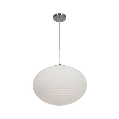 Show details for 39w (3 x 13) Callisto GU-24 Spiral Fluorescent Damp Location Brushed Steel Opal Ribbed OPL Glass Pendant (CAN 0.75"Ø5.25") Picture of 39w (3 x 13) Callisto GU-24 Spiral Fluorescent Damp Location Brushed Steel Opal Ribbed OPL Glass Pendant (CAN 0.75"Ø5.25")