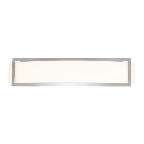 Foto para 52w (2 x 26) Argon GU-24 Spiral Fluorescent Damp Location Brushed Steel Opal Wall Fixture (CAN 19.75"x4.25"x1")