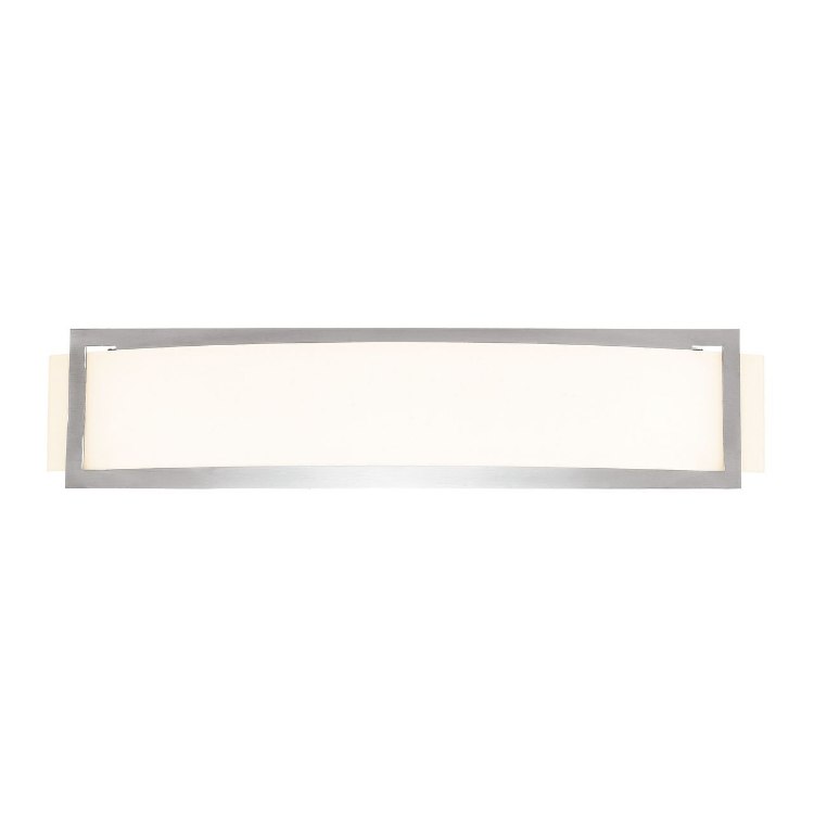 Foto para 52w (2 x 26) Argon GU-24 Spiral Fluorescent Damp Location Brushed Steel Opal Wall Fixture (CAN 19.75"x4.25"x1")