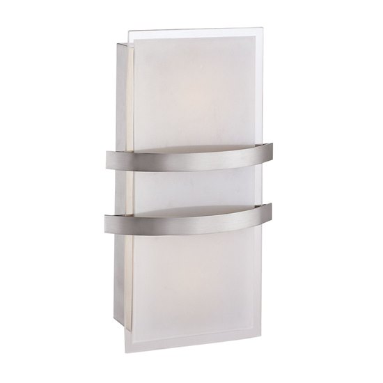 Foto para 36w (2 x 18) Metro GU-24 Spiral Fluorescent Damp Location Brushed Steel Opal Wall Fixture (CAN 12.4"x4.75"x2.25")