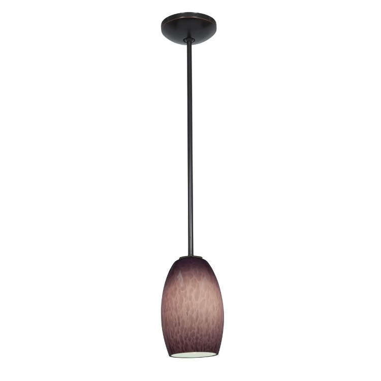Picture of 100w Chianti Glass Pendant E-26 A-19 Incandescent Dry Location Oil Rubbed Bronze Purple Cloud Glass 7.25"Ø4.75" (CAN 1.25"Ø5.25")