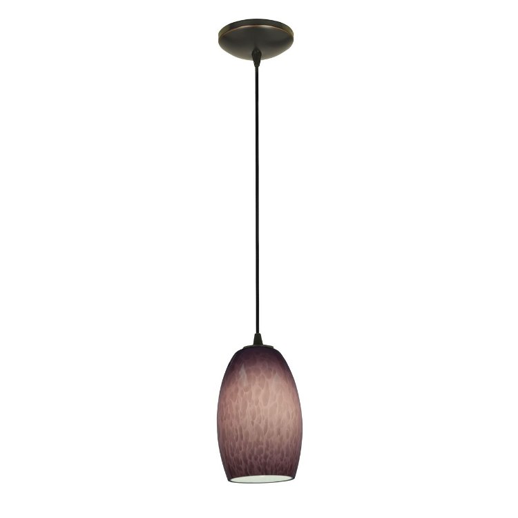Picture of 100w Chianti Glass Pendant E-26 A-19 Incandescent Dry Location Oil Rubbed Bronze Purple Cloud Glass 7.25"Ø4.75" (CAN 1.25"Ø5.25")
