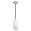 Picture of 100w Cognac Glass Pendant E-26 A-19 Incandescent Dry Location Brushed Steel White Glass 10.25"Ø4.75" (CAN 1.25"Ø5.25")