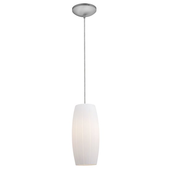 Foto para 100w Cognac Glass Pendant E-26 A-19 Incandescent Dry Location Brushed Steel White Glass 10.25"Ø4.75" (CAN 1.25"Ø5.25")