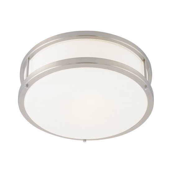 Picture of 100w Conga E-26 A-19 Incandescent Damp Location Brushed Steel Opal Flush-Mount