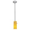 Picture of 100w Cylinder Glass Pendant E-26 A-19 Incandescent Dry Location Brushed Steel Amber Glass 10"Ø4" (CAN 1.25"Ø5.25")