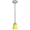 Foto para 100w Flute Glass Pendant E-26 A-19 Incandescent Dry Location Brushed Steel LGR Glass 6.5"Ø5.5" (CAN 1.25"Ø5.25")