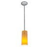 Foto para 100w Glass`n Glass  Cylinder Pendant E-26 A-19 Incandescent Dry Location Brushed Steel Clear Amber Glass 10"Ø4.5" (CAN 1.25"Ø5.25")