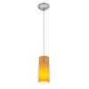 Picture of 100w Glass`n Glass  Cylinder Pendant E-26 A-19 Incandescent Dry Location Brushed Steel Clear Amber Glass 10"Ø4.5" (CAN 1.25"Ø5.25")