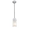 Picture of 100w Glass`n Glass  Cylinder Pendant E-26 A-19 Incandescent Dry Location Brushed Steel Clear Opal Glass 10"Ø4.5" (CAN 1.25"Ø5.25")