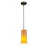 Foto para 100w Glass`n Glass  Cylinder Pendant E-26 A-19 Incandescent Dry Location Oil Rubbed Bronze Clear Amber Glass 10"Ø4.5" (CAN 1.25"Ø5.25")