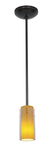Picture of 100w Glass`n Glass  Cylinder Pendant E-26 A-19 Incandescent Dry Location Oil Rubbed Bronze Clear Amber Glass 10"Ø4.5" (CAN 1.25"Ø5.25")