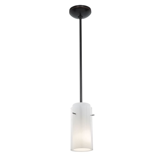 Picture of 100w Glass`n Glass  Cylinder Pendant E-26 A-19 Incandescent Dry Location Oil Rubbed Bronze Clear Opal Glass 10"Ø4.5" (CAN 1.25"Ø5.25")