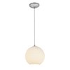 Picture of 100w L Japanese Lantern Glass Pendant E-26 A-19 Incandescent Dry Location Brushed Steel White Lined Glass 12"Ø10" (CAN 1.25"Ø5.25")