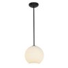 Picture of 100w L Japanese Lantern Glass Pendant E-26 A-19 Incandescent Dry Location Oil Rubbed Bronze White Lined Glass 12"Ø12" (CAN 1.25"Ø5.25")