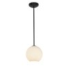 Picture of 100w M Japanese Lantern Glass Pendant E-26 A-19 Incandescent Dry Location Oil Rubbed Bronze White Lined Glass 10"Ø10" (CAN 1.25"Ø5.25")