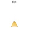 Foto para 100w Martini Glass Pendant E-26 A-19 Incandescent Dry Location Brushed Steel Amber Glass 6"Ø7" (CAN 1.25"Ø5.25")