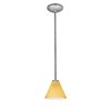 Picture of 100w Martini Glass Pendant E-26 A-19 Incandescent Dry Location Brushed Steel Amber Glass 6"Ø7" (CAN 1.25"Ø5.25")