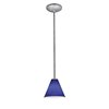 Picture of 100w Martini Glass Pendant E-26 A-19 Incandescent Dry Location Brushed Steel Cobalt Glass 6"Ø7" (CAN 1.25"Ø5.25")
