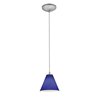 Foto para 100w Martini Glass Pendant E-26 A-19 Incandescent Dry Location Brushed Steel Cobalt Glass 6"Ø7" (CAN 1.25"Ø5.25")