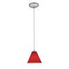 Foto para 100w Martini Glass Pendant E-26 A-19 Incandescent Dry Location Brushed Steel Red Glass 6"Ø7" (CAN 1.25"Ø5.25")