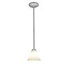 Foto para 100w Martini Glass Pendant E-26 A-19 Incandescent Dry Location Brushed Steel White Glass 6"Ø7" (CAN 1.25"Ø5.25")