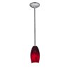 Picture of 100w Merlot Glass Pendant E-26 A-19 Incandescent Dry Location Brushed Steel Red Sky Glass 8"Ø3.5" (CAN 1.25"Ø5.25")