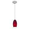 Picture of 100w Merlot Glass Pendant E-26 A-19 Incandescent Dry Location Brushed Steel Red Sky Glass 8"Ø3.5" (CAN 1.25"Ø5.25")