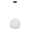 Foto para 100w Nitrogen E-26 A-19 Incandescent Dry Location Brushed Steel Opal Ball Pendant 12" (CAN 1.25"Ø5.25")